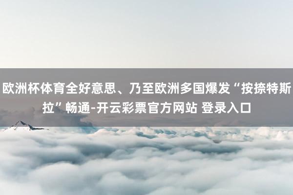 欧洲杯体育全好意思、乃至欧洲多国爆发“按捺特斯拉”畅通-开云彩票官方网站 登录入口